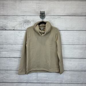 J.Crew Factory Tan & White Houndstooth Funnel Neck Pullover Sweater Size Medium